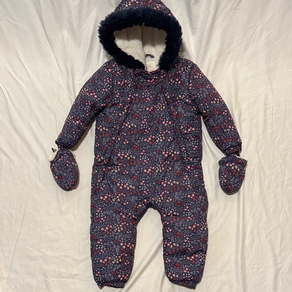 Floral baby snowsuit